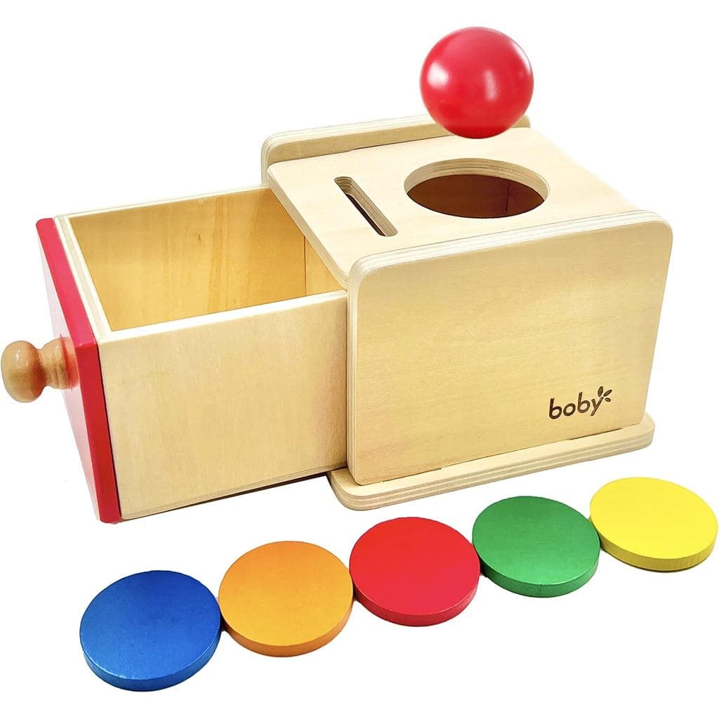 Brinquedos Montessori Dailyfunn Caixa de Queda 2 em 1 para Moedas e Bolas, Caixa de Permanência de Objeto para Bebês e P