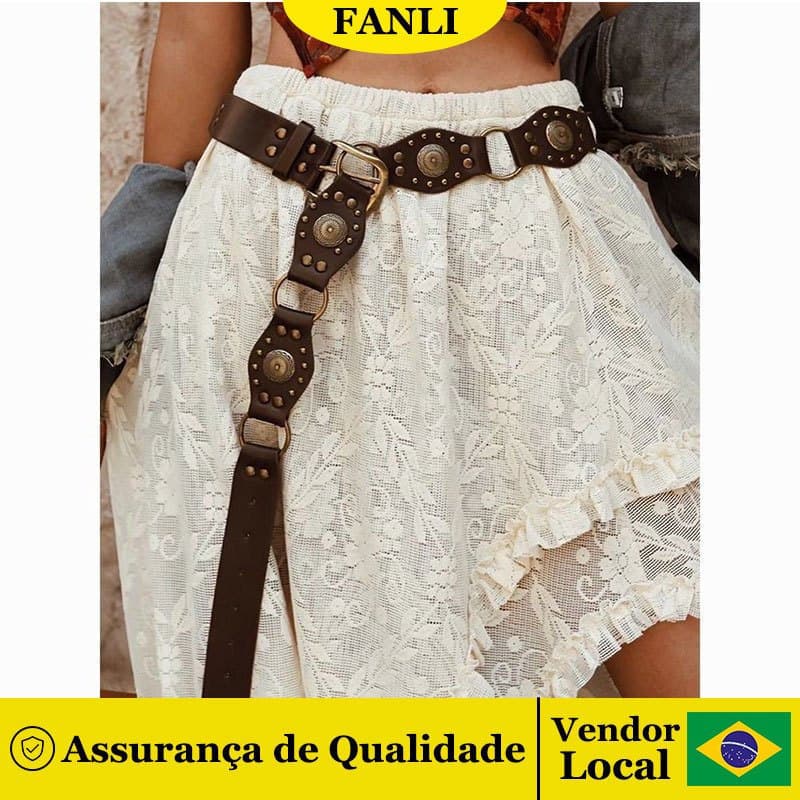 4.8cm Retro cinto costura marrom Jeans rebite cinto quente menina estilo americano oco ins estilo cinto