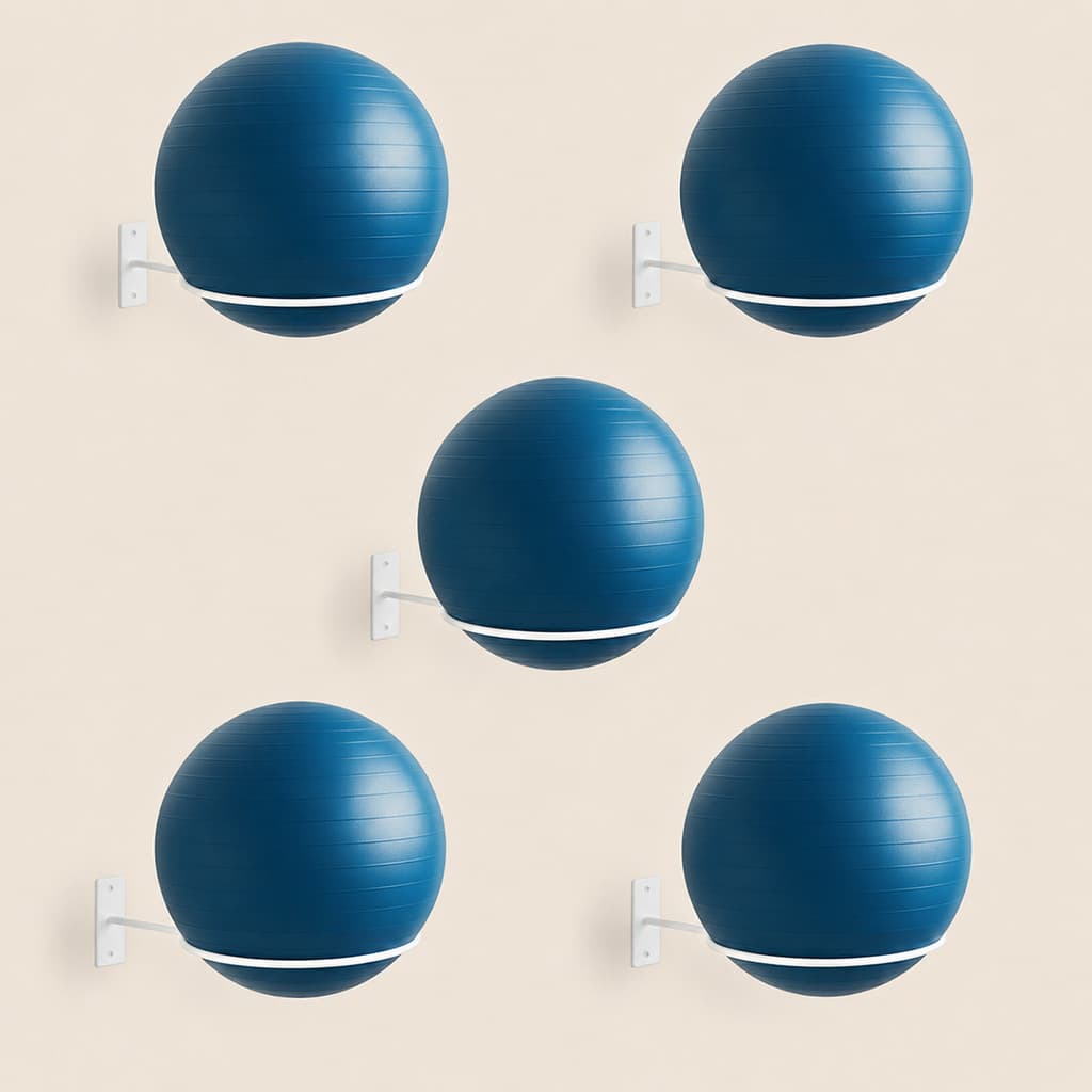 Kit 05 Suporte Bola Pilates Suiça Yoga + Parafuso e Buchas Reforçado