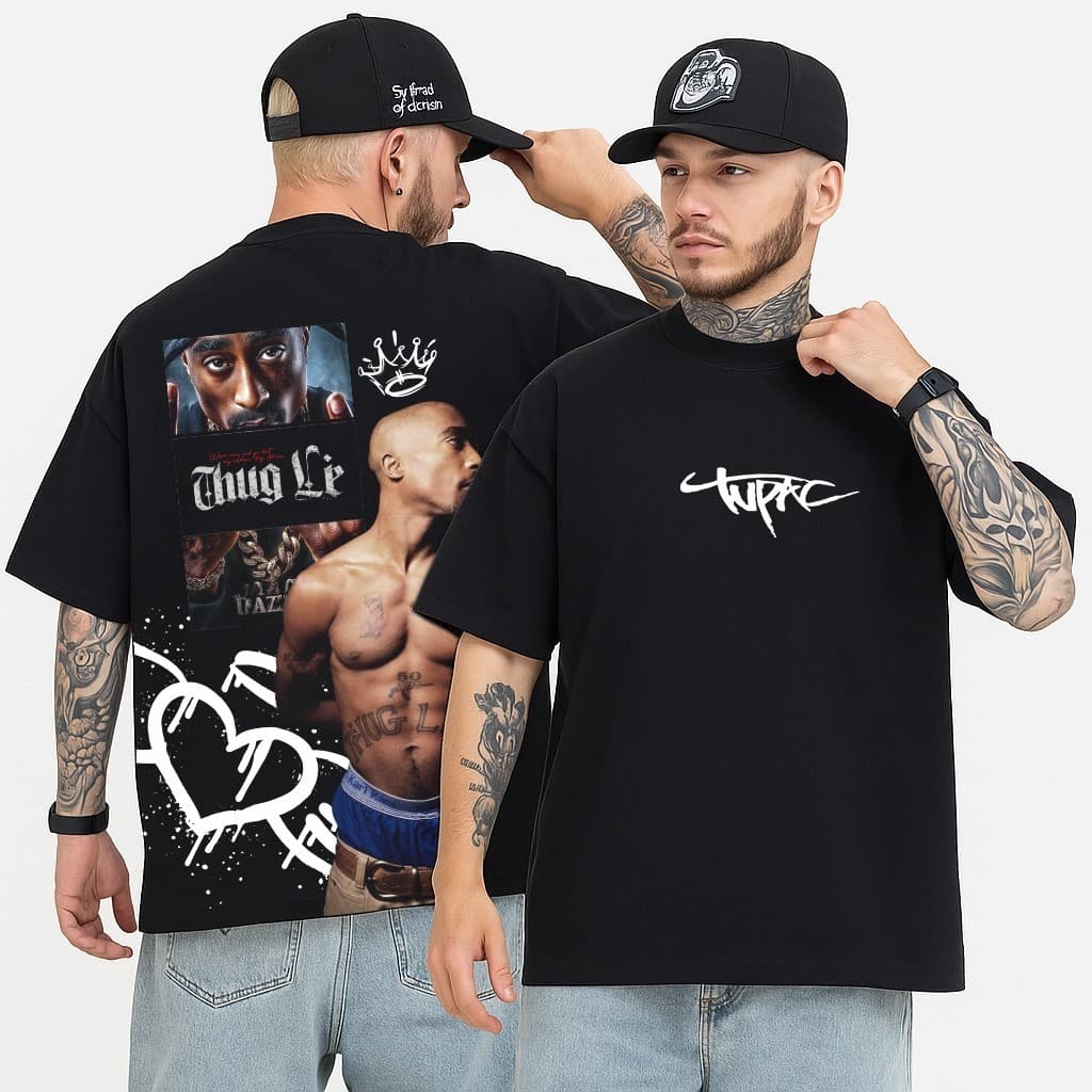 Camiseta TuPac Estampa com Foto Cantor Fã Rap Artista 100% Algodão Blusa Blusinha Design Exclusivo