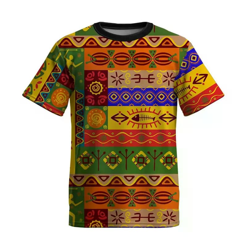 Verão Harajuku Impressão 3D Africano Dashiki Padrões Tribais T Camisa Para Homens Criança Moda Streetwear Camisetas Unis
