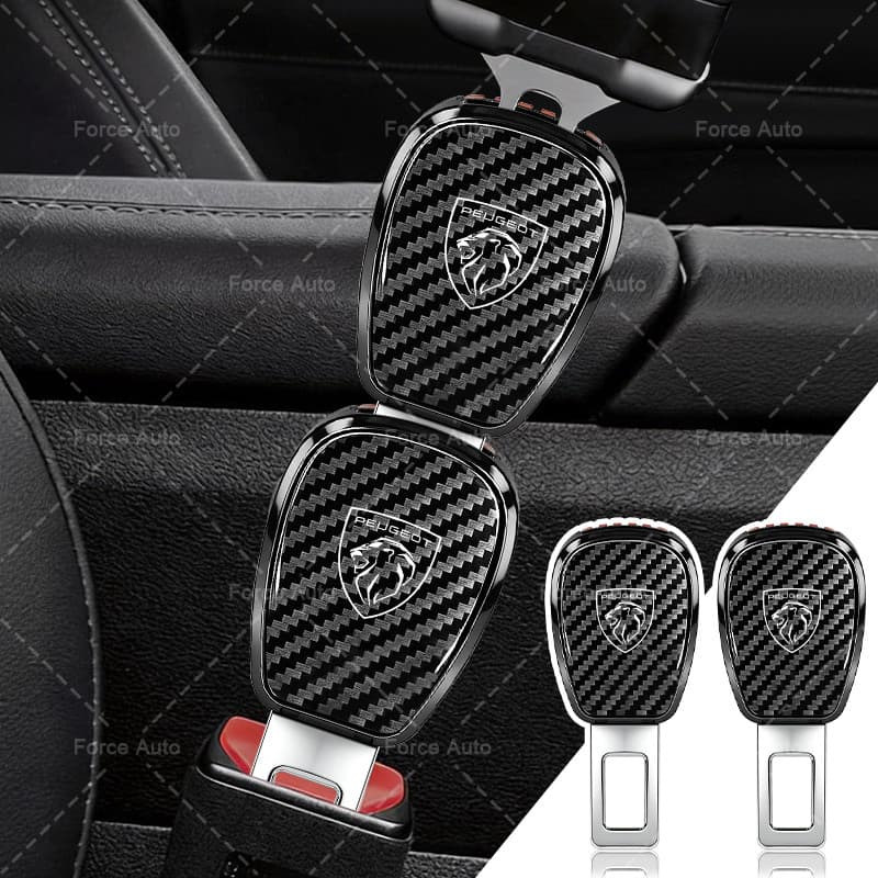 1/2 Pçs De Fibra Carbono Cinto Segurança Do Carro Estender Fivela Plugue Para Peugeot 206 207 208 306 307 308 407 408 50