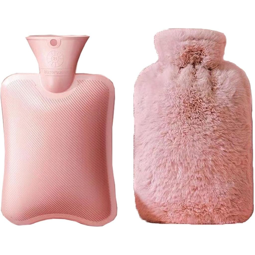 Garrafas de água quente de 1L e 2L com tampas, garrafa de água quente Aide com capa de pelúcia removível, adequada para