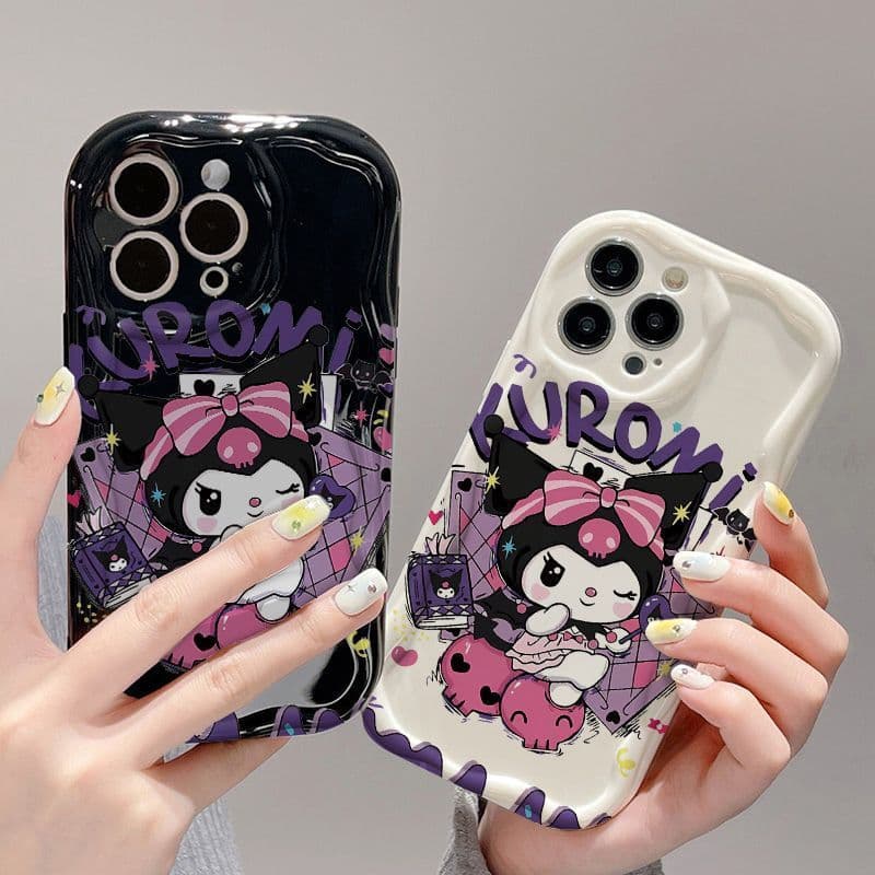 Capa de Telefone Love Cartoon Kuromi para Apple 15 Pro Max, 11/12/13, Capa Completa XR, Capa 14