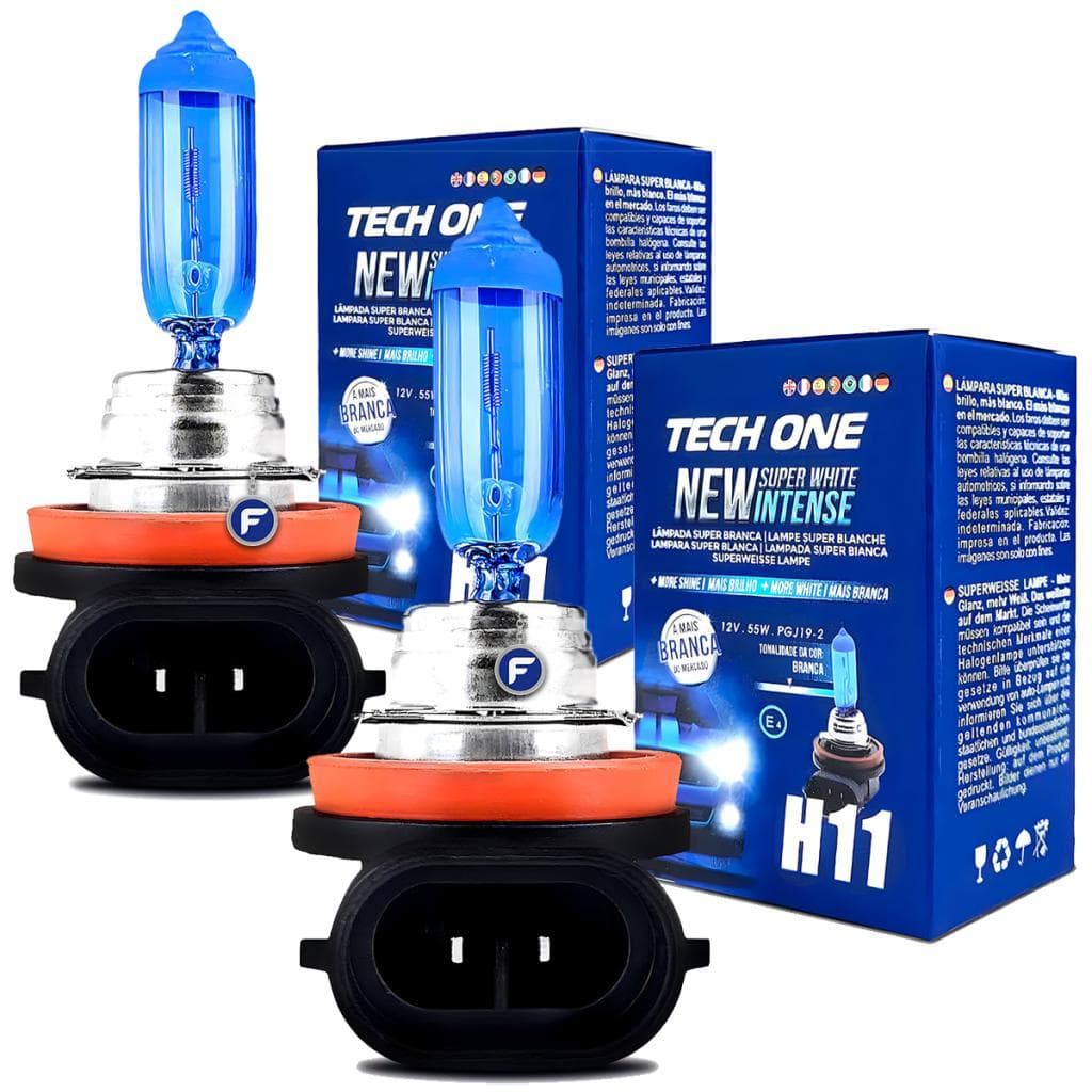 Par de Lampadas Carro Farol Super Branca H11 8500k Xenon 12v 55w Techone Promoção