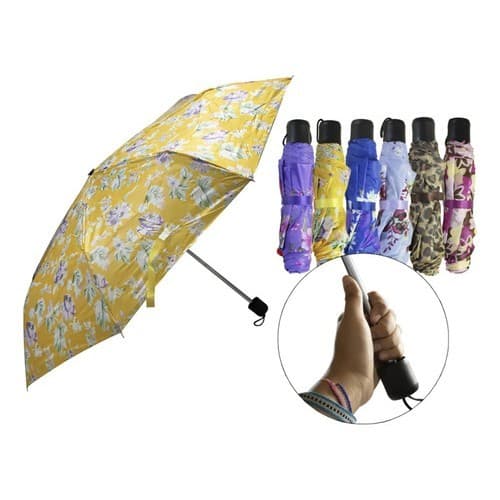 Kit Sombrinha Guarda Chuva Estampada Cabe Na Bolsa Leve Kit 5 Unidades Sortidas Coloridas