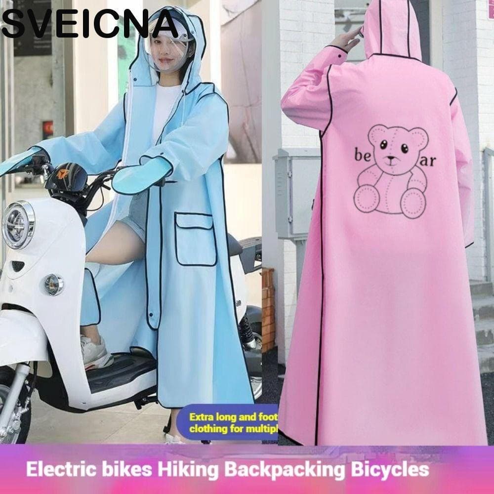 SVEICNA Jaqueta De Chuva , Capa Para Scooter Elétrica EVA Longa Grossa Com Capuz E Zíper Motocicleta