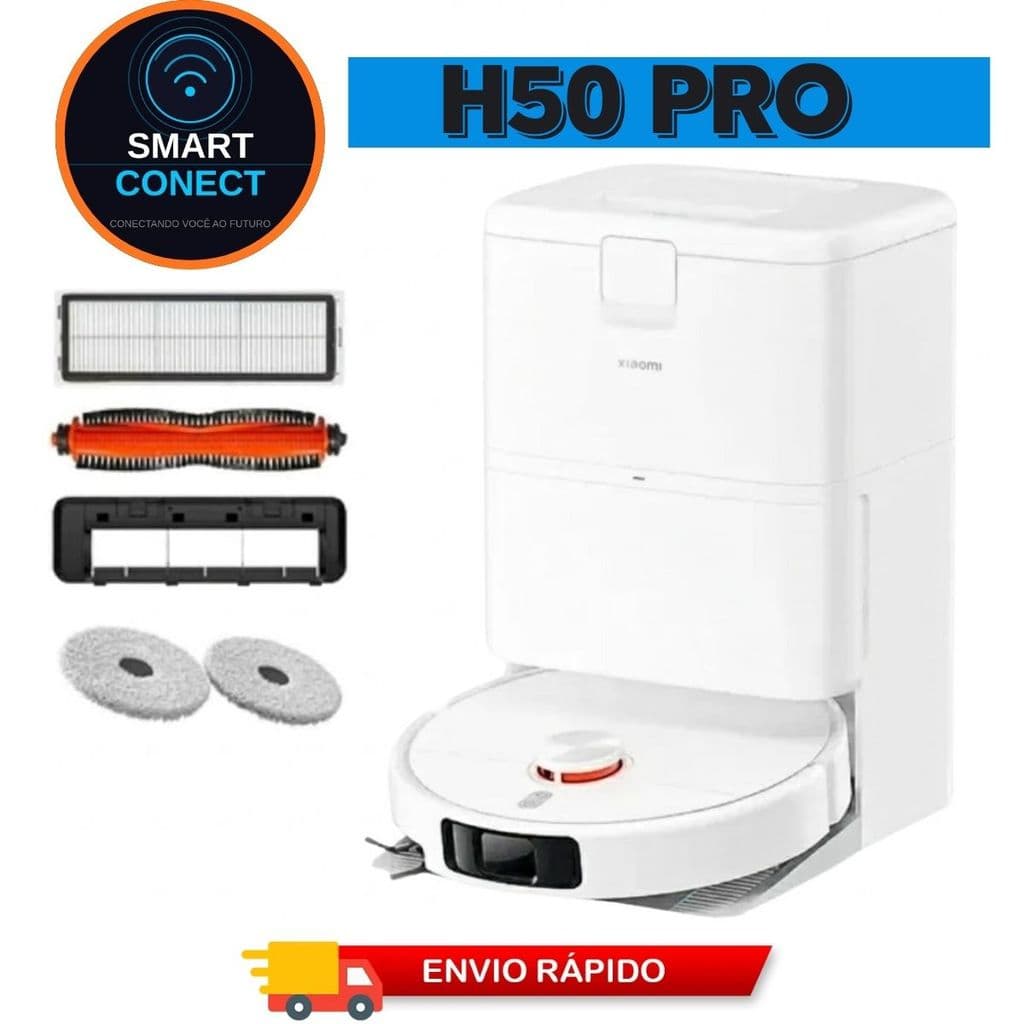 Robô Aspirador Vacuum H50 Pro Mop Giratório Lavagem automática Estação + Sucção de 15.000Pa.