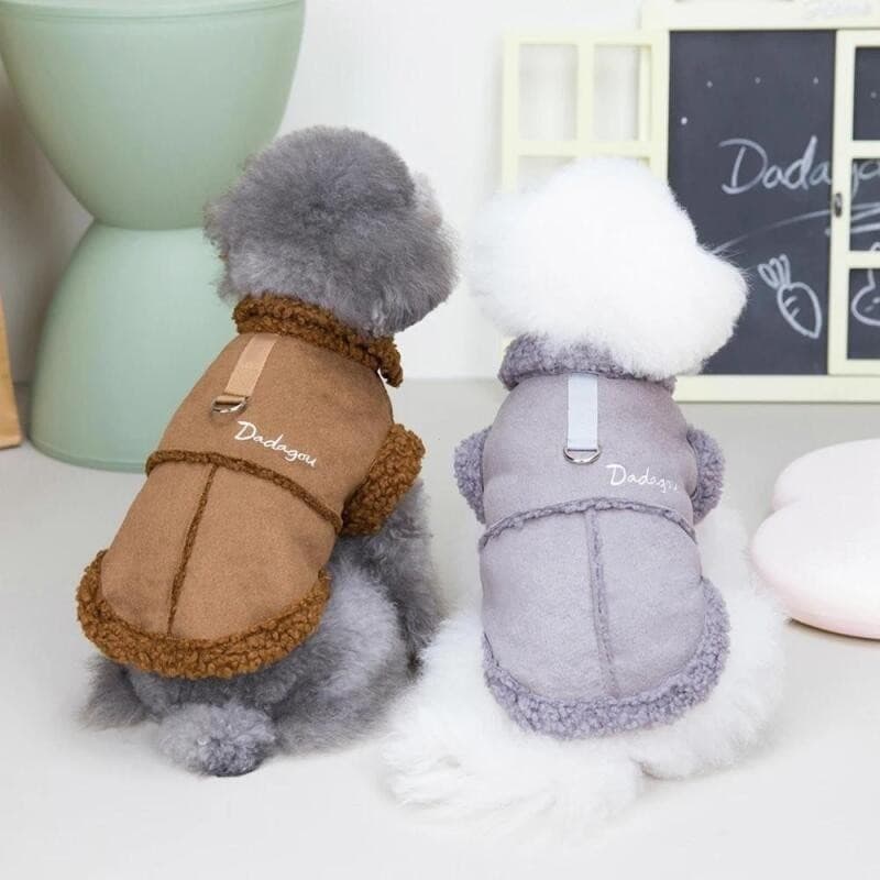 Estilo Britânico Jaqueta De Cachorro Cordeiro Velo Inverno Quente Roupas Para Cães Pequenos Filhote Traje Chihuahua Casa