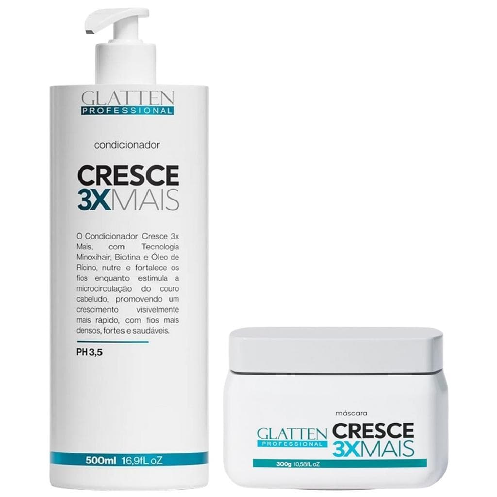 Glatten Cresce 3X Mais Condicionador e Máscara
