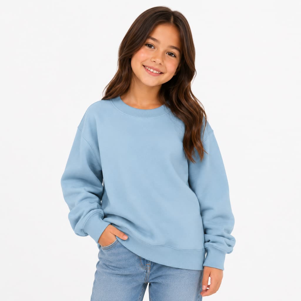 Moletom Infantil Feminino Barato Moletom Fofo Feminino Casaco Gola Careca Moletom Sem Bolso