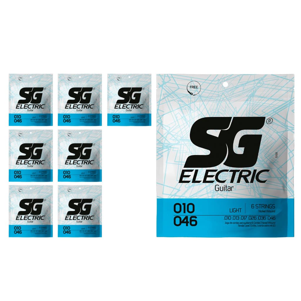 Kit 8 Encordoamento P/Guitarra 010  Leve SG
