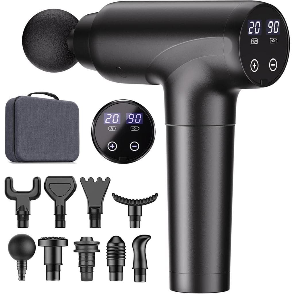 cotsoco Pistola de Massagem para Tecidos Profundos, Pistola de Massagem Muscular com 9 Cabeçotes de Acessório, 20 Veloci