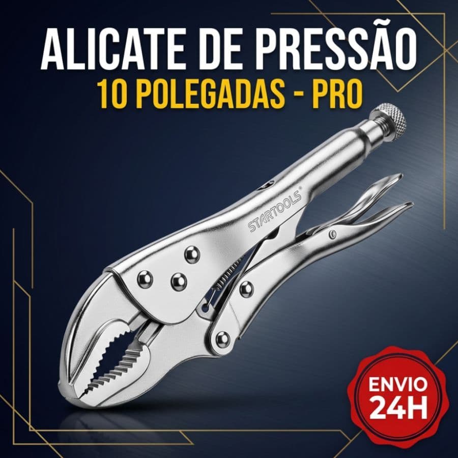 Alicate de Pressão Em Aço Carbono Com Mordente Curvo 10 Polegadas
