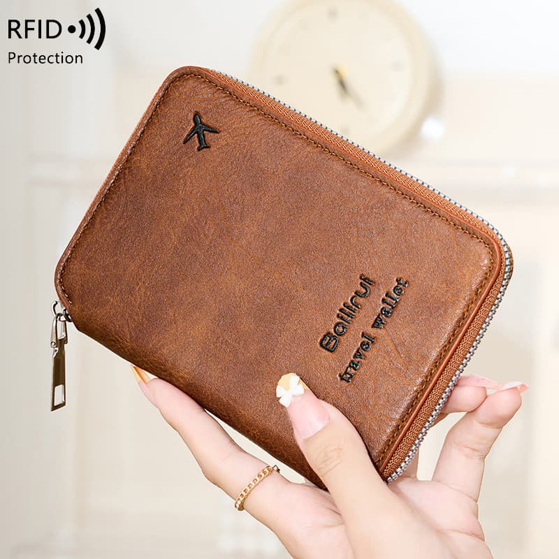 Novo titular do passaporte RFID armazenamento de bilhetes saco de documentos com zíper das mulheres dos homens viagem no