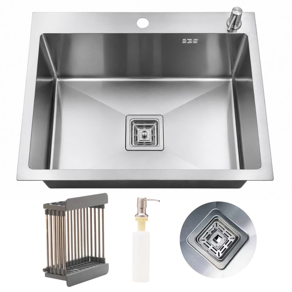 Cuba Quadrada para Cozinha Gourmet Aço Inox 304 Escovada 60x45 Acessórios Pia