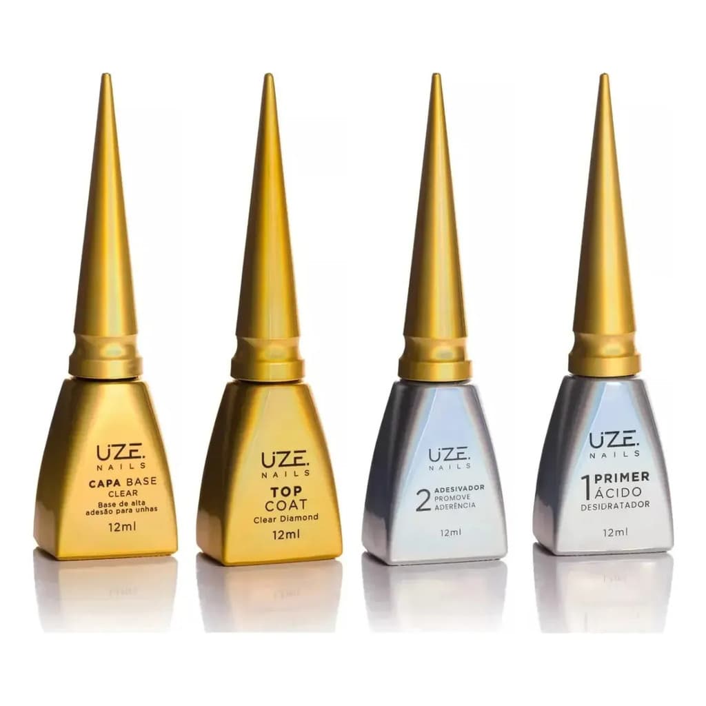 Kit Uze Blindagem Gel Base + Top Coat + Primer + Adesivador