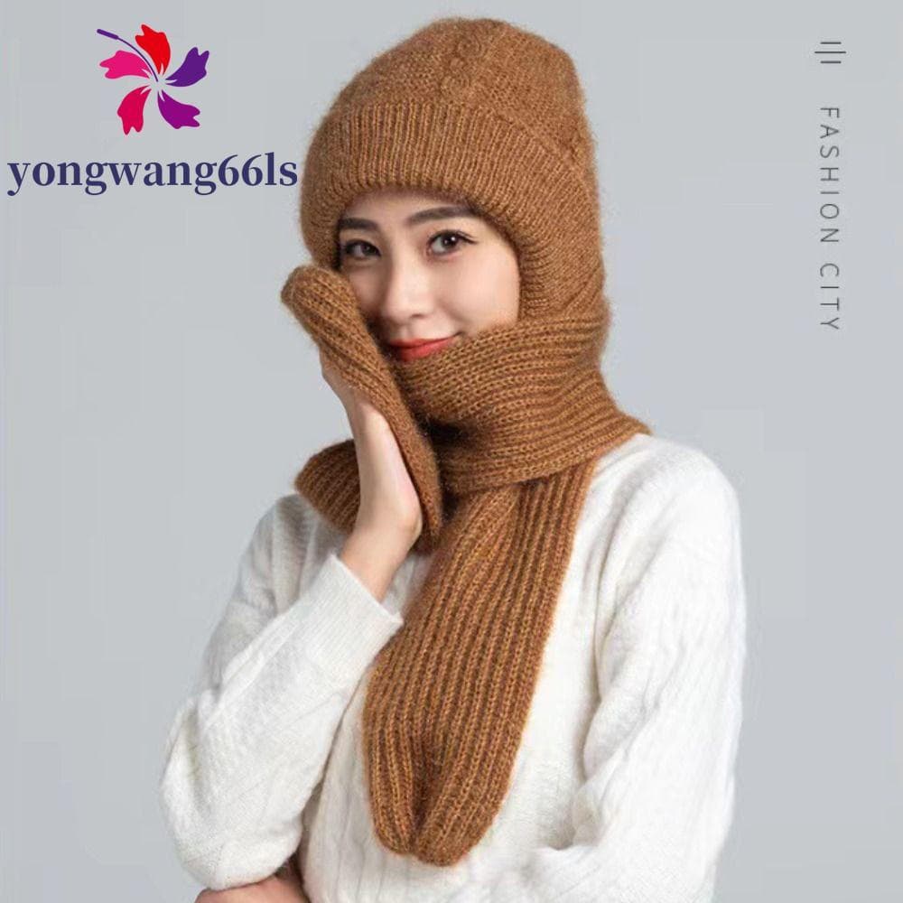 YONGWANG Conjunto De Cachecol De Malha Skullies , Lenço Com Capuz Feminino Proteção De Ouvido À Prova De Vento , Grosso