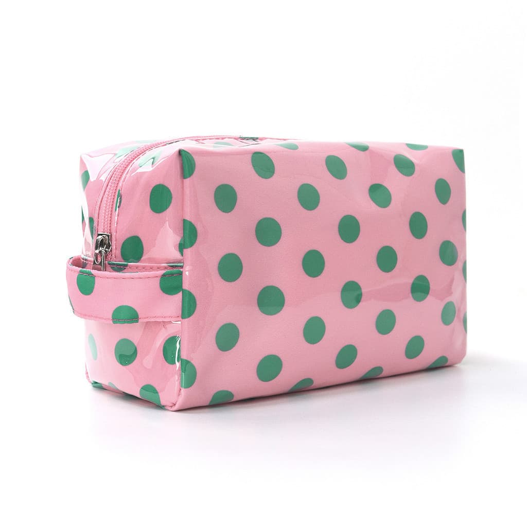 Necessaire Feminina Box PVC Impermeavel Bolsa Maquiagem Grande Viagem Estampa Oncinha Poa Contraste 20cm 2026