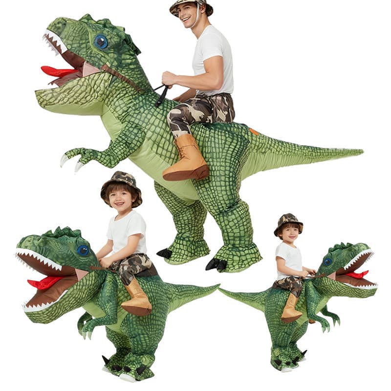 Fantasia Inflável de T-Rex para Crianças, Fantasia de Dinossauro para Andar, Traje Engraçado de Predador de Cabeça Grand