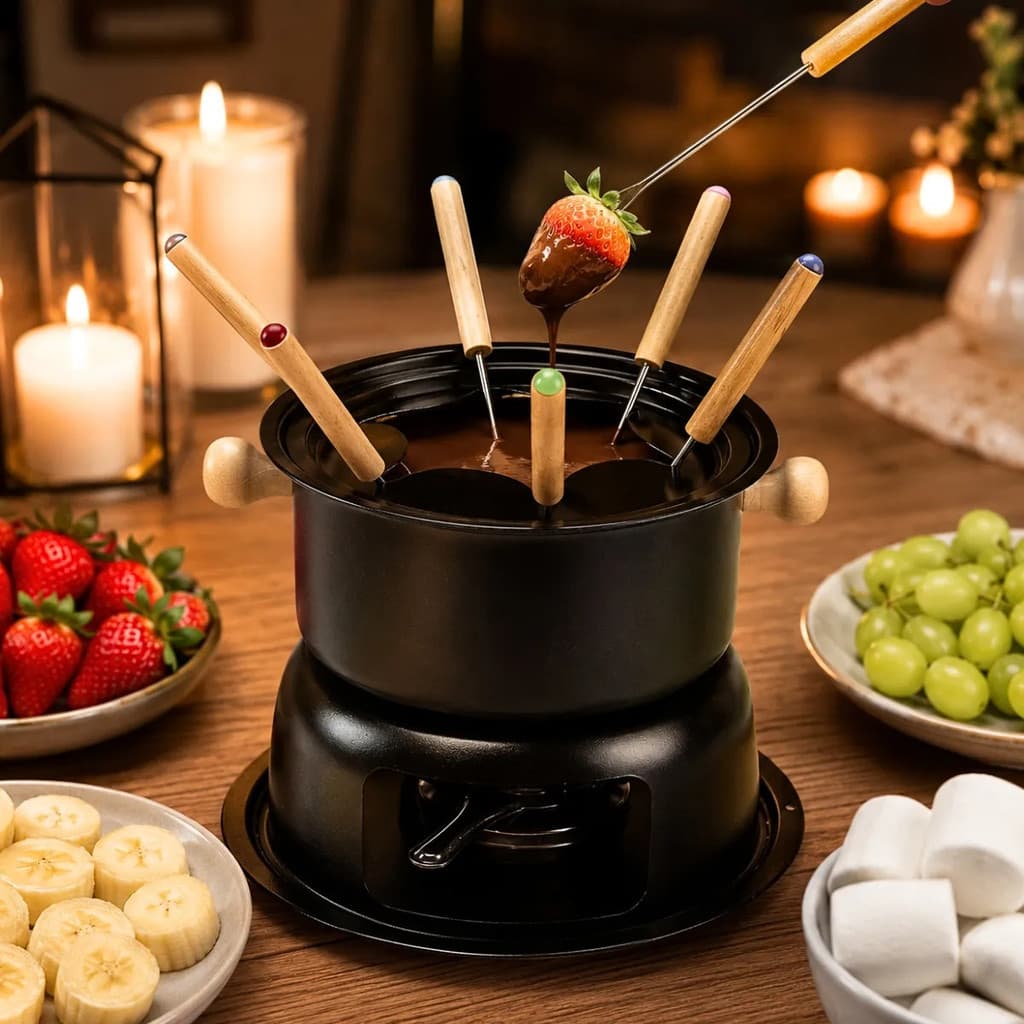 Aparelho De Fondue 11 Peças Em Aço Carbono Lucerna Preto