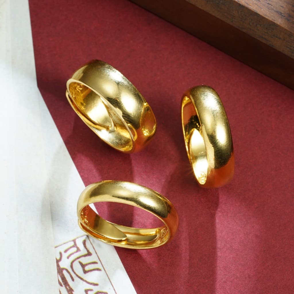 Vietnã método antigo areia anel de ouro longo não desbota abertura brilhante liga de cobre anel liso imitação de ouro ca