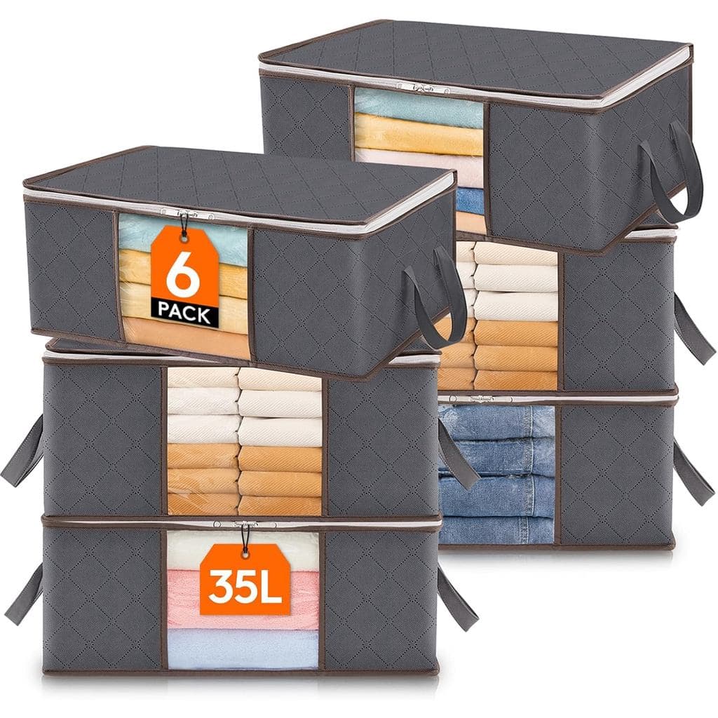 Conjunto de 6 sacos de armazenamento de roupas Lifewit, caixa de armazenamento dobrável com alças reforçadas, organizado