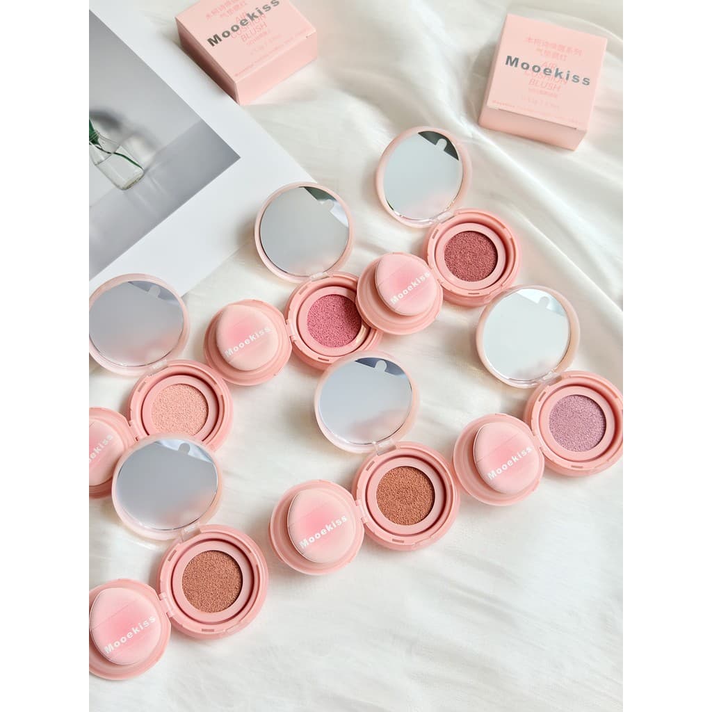 Não derrete maquiagem!Mooekiss Mooekiss Almofada Monocromática Blush Leite Damasco Blush Roxo Fita de Expansão Puff