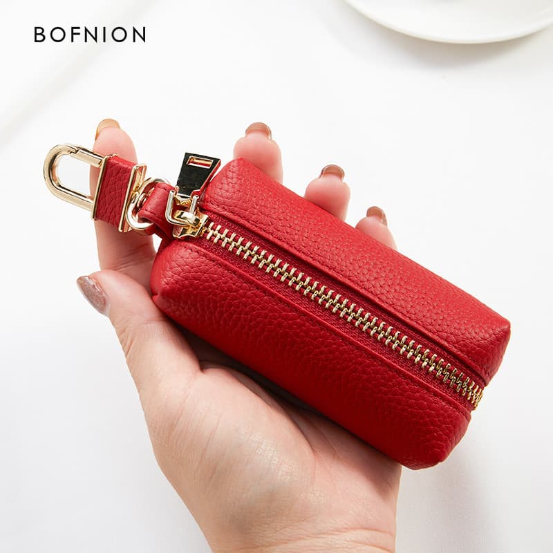 Genuíno couro genuíno caso chave feminino Mini pequena chave do carro doméstico saco de armazenamento Universal bolsa de
