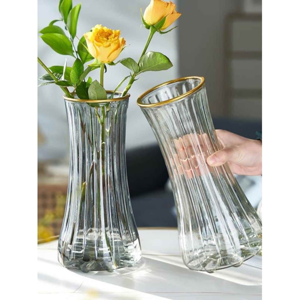Vaso de vidro leve e luxuoso, Extra grande, transparente, criação de água, vaso de bambu, nórdico, simples, decoração de