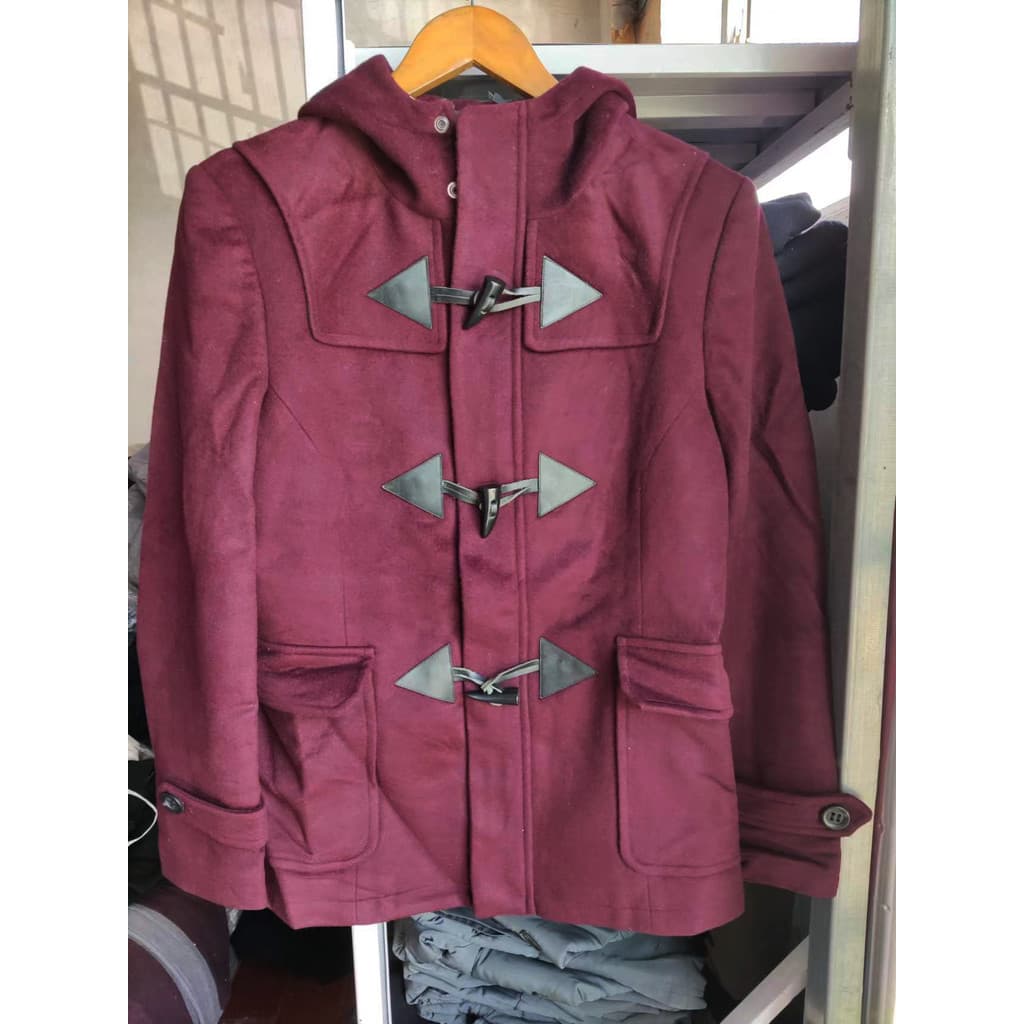Kajia corte etiqueta outono inverno jaqueta masculina cor sólida Casual duas cores chifre botão com capuz casaco de lã m