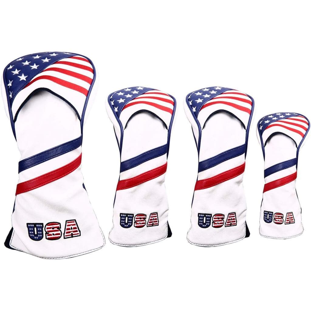 Conjunto de 4 peças de capas para tacos de golfe 1, 3, 5, com estampa das cores e estrelas dos EUA, para driver, fairway