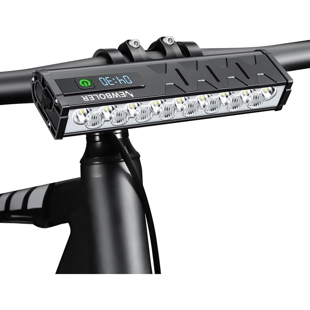Luzes para Bicicleta para Passeios Noturnos, Farol Frontal de 4800 Lúmens com Display Digital, Luz de Bicicleta Recarreg