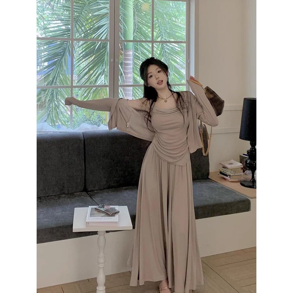 Preguiçoso temperamento terno quente menina estilingue protetor solar Cardigan topo feminino verão novo estilo cintura a
