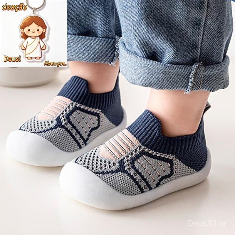 Sapatos De Bebê Meias De Berço Antiderrapantes Para Bebês Com Sola De Borracha Crianças Meninas Malha Meninos Fundo Maci