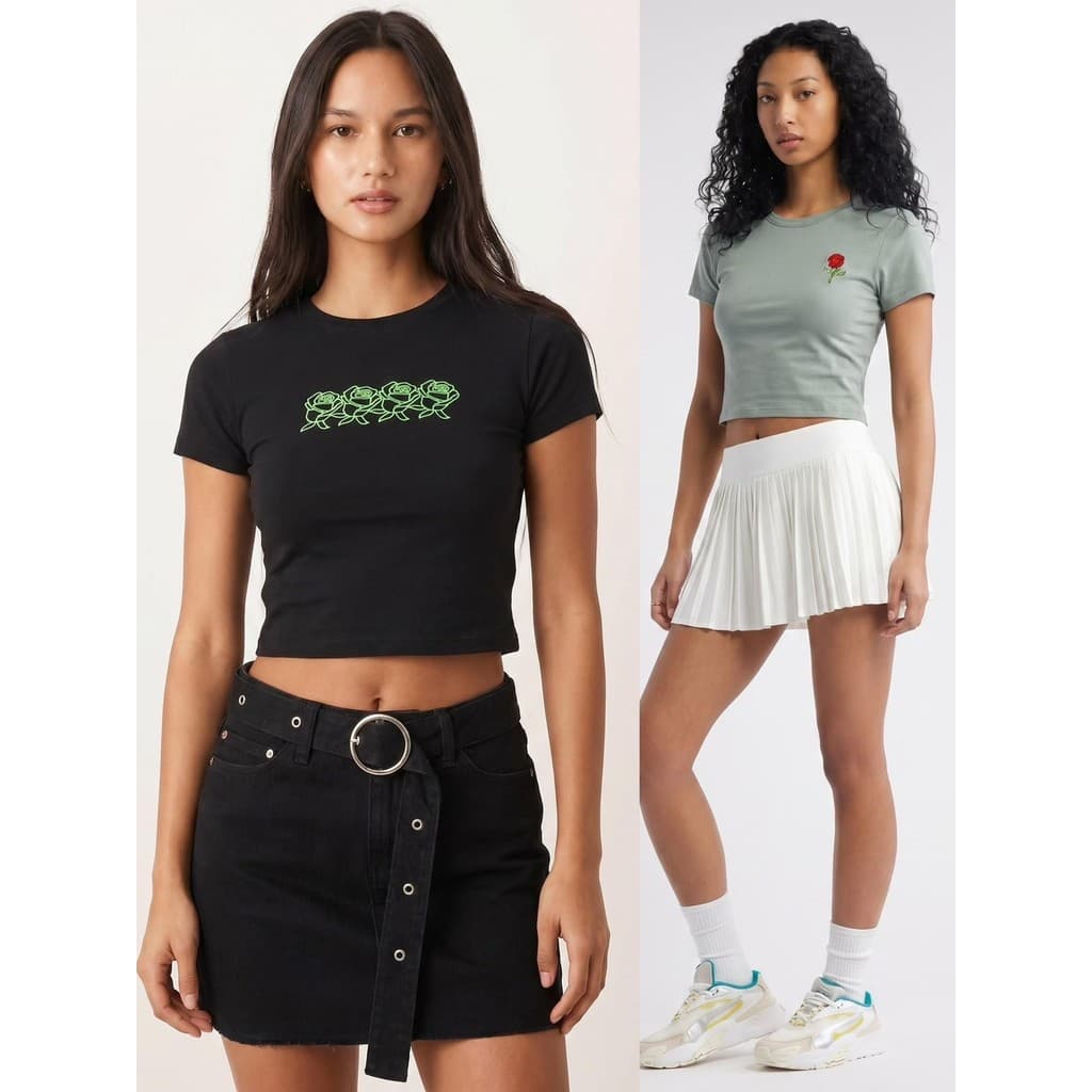 American Niche Street Wear xs-l Light Yabi Retro Impresso Curto Cintura Estreita Camiseta de Manga Curta Cintura Alta