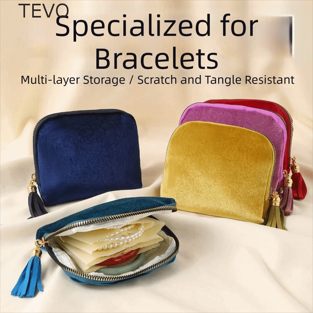 Bolsa De Armazenamento De Joias TEVO , Portátil Elegante Para Exibição De Pulseira Macia Com Zíper De 6 Camadas