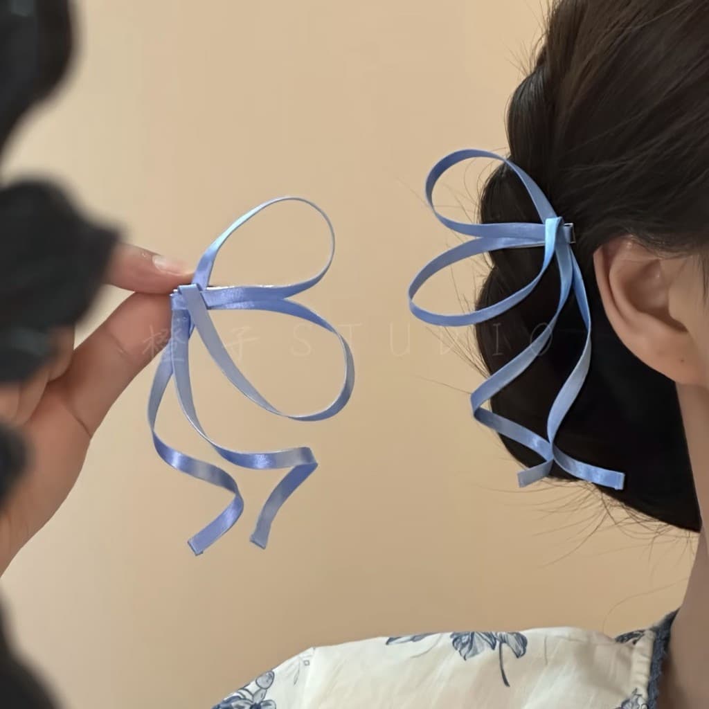 [Estoque pronto] Grampo de cabelo com laço antigravidade de cetim roxo, estilo de cabelo de noiva, acessórios para cabel