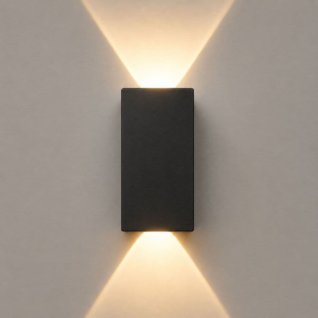 Luminária Parede Arandela Retangular Efeito Duplo Preto 2w