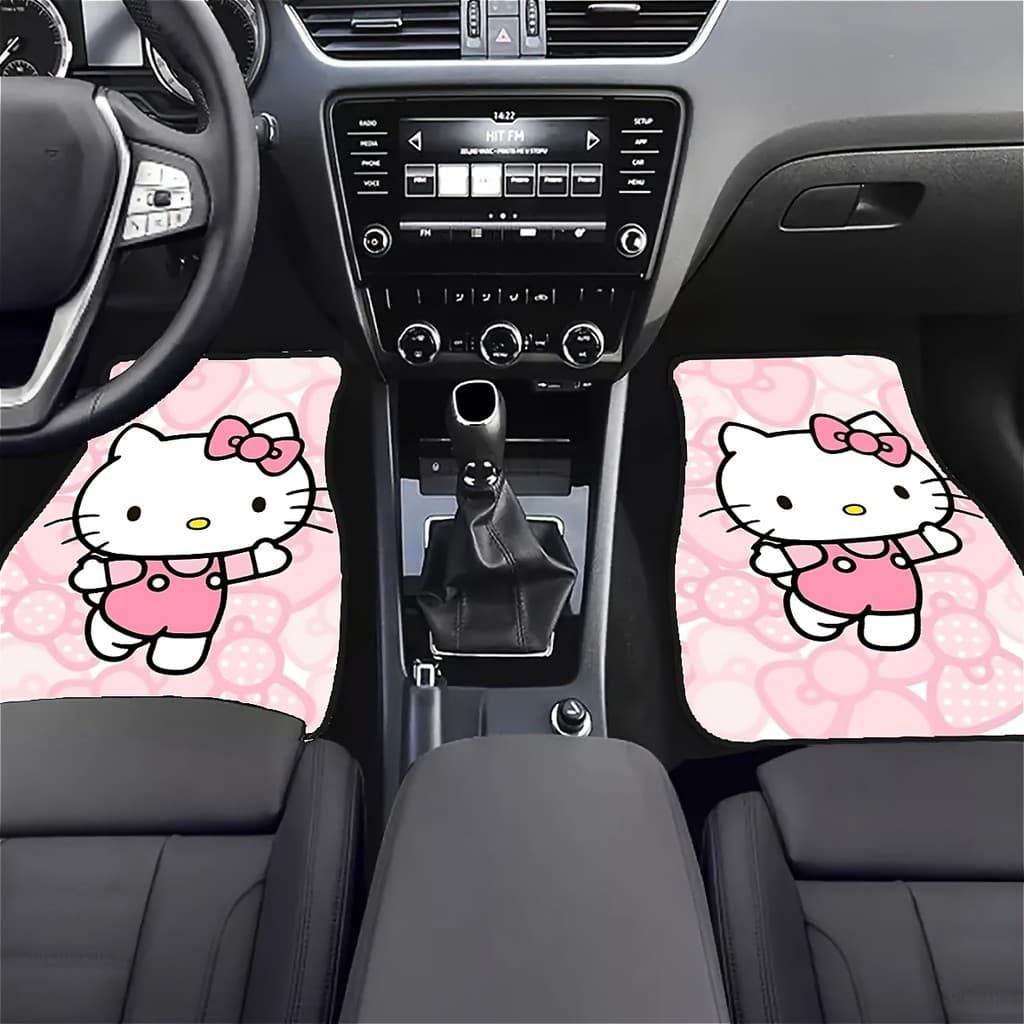 4 peças de tapetes de pés de carro impressos Hello Kitty Sanrio, tapetes de carro de Material durável antiderrapante, ad