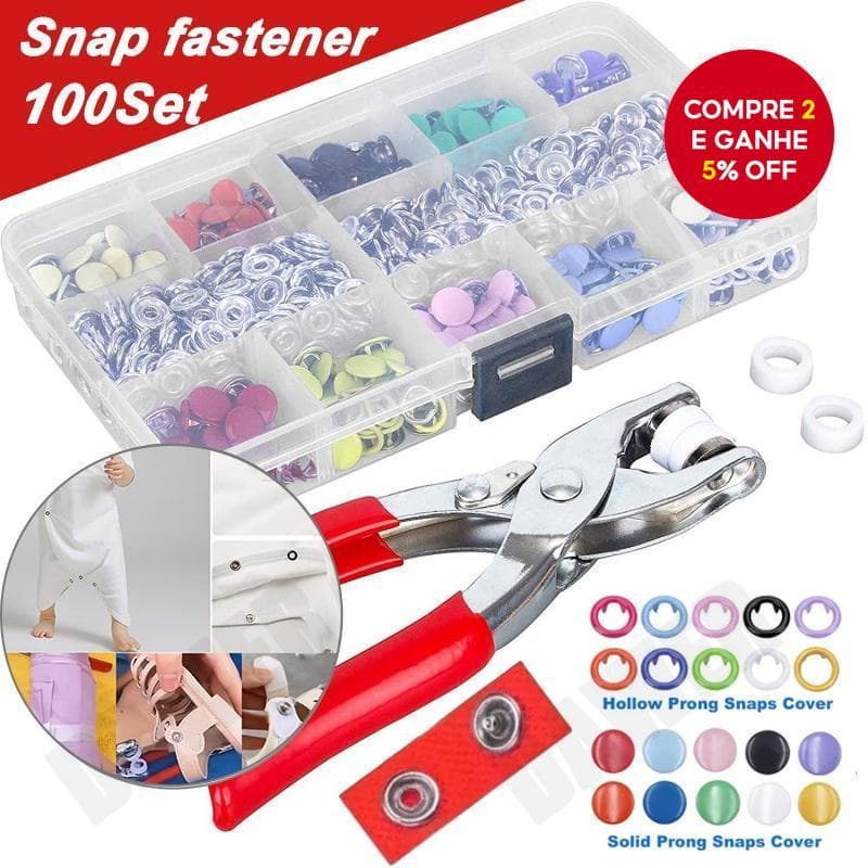 Kit de 400 unidades de colchetes de pressão metálicos - ferramentas de pliers para artesanato e projetos de costura DIY