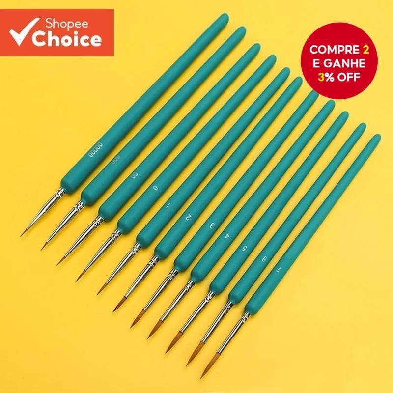Mini Pincéis De Linha De Gancho De Onze Peças , Conjunto De Artistas De Ferramentas Pintadas À Mão Para Arte Em Guache A