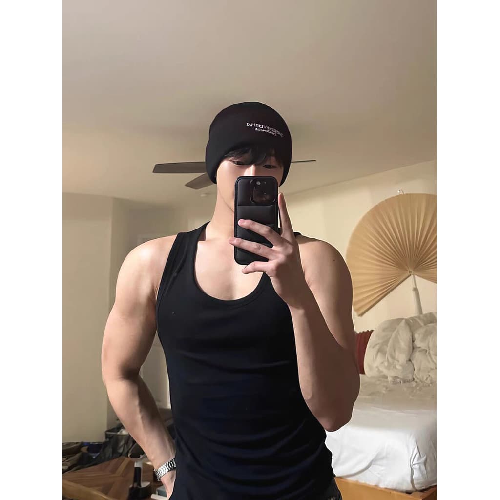 Americano cara resistente puro algodão rosqueado colete muscular masculino apertado alta elástica sem mangas camiseta es