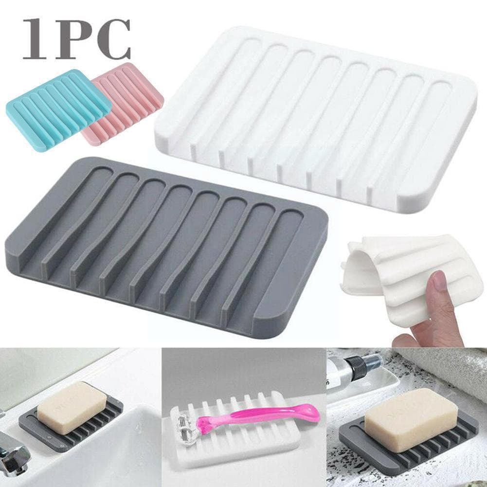 Conjunto de 2 peças de saboneteiras de silicone autodrenantes, suportes de sabão antiderrapantes, suportes para esponjas