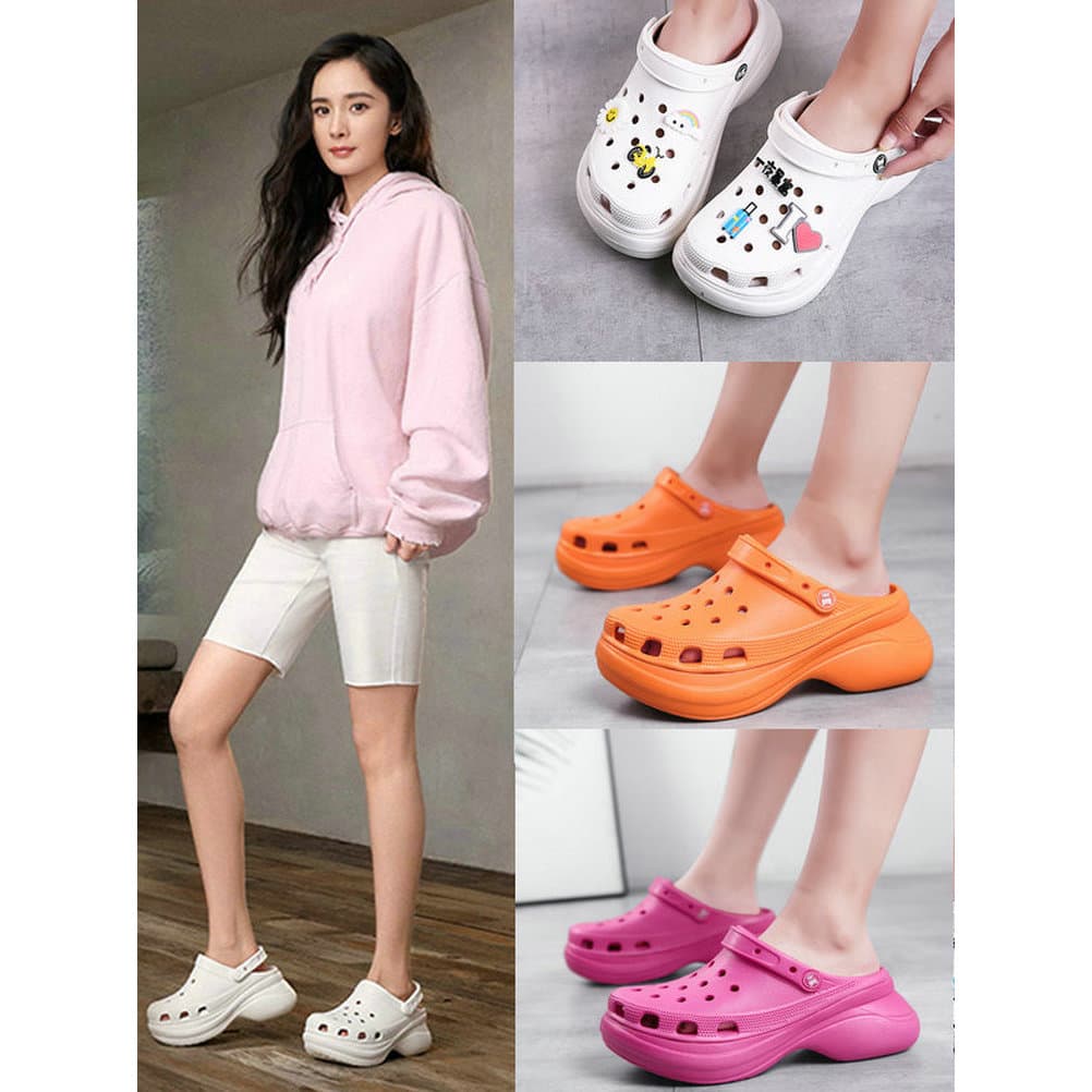 Yang Mi mesmo estilo buraco sapatos Baotou meia chinelos feminino exterior Wear beira-mar praia versão coreana na moda s