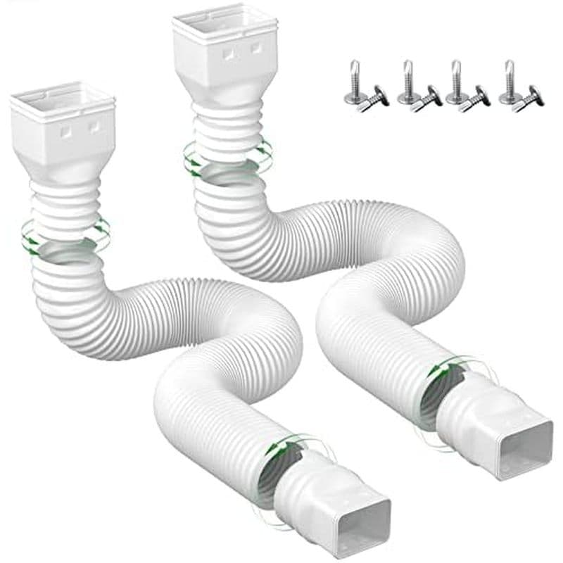 2 Pacotes De Extensões De Calha De Chuva Flexíveis , Conector Extensor 21 "-68 ") , Parafusos Para Incluídos , Branco