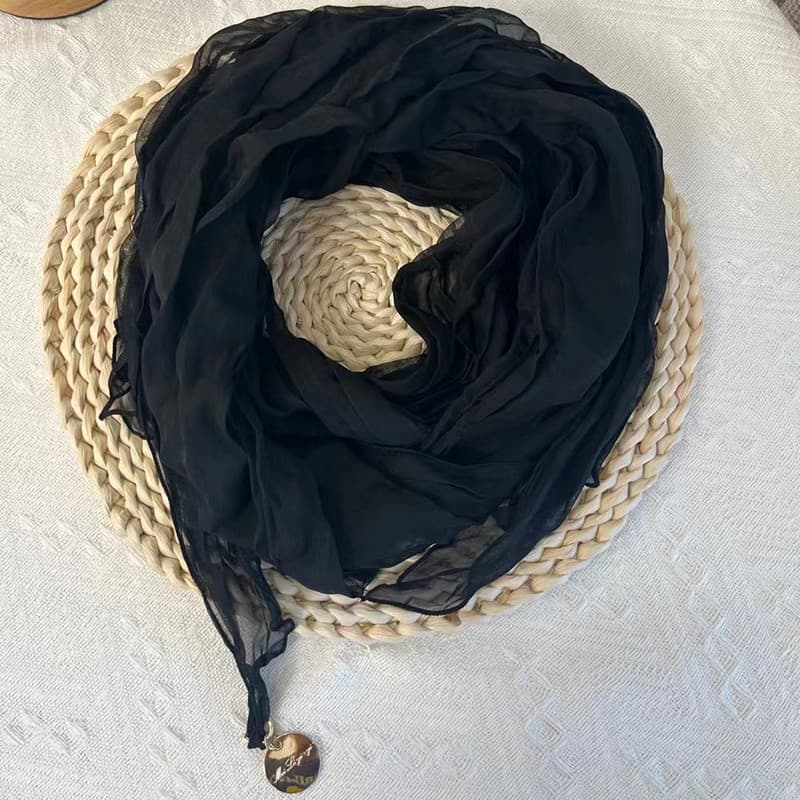 [That House] Literário All-Match Cor Sólida Temperamento Moda Estilo Fino Versão Coreana Proteção de Pescoço Plissado Pi