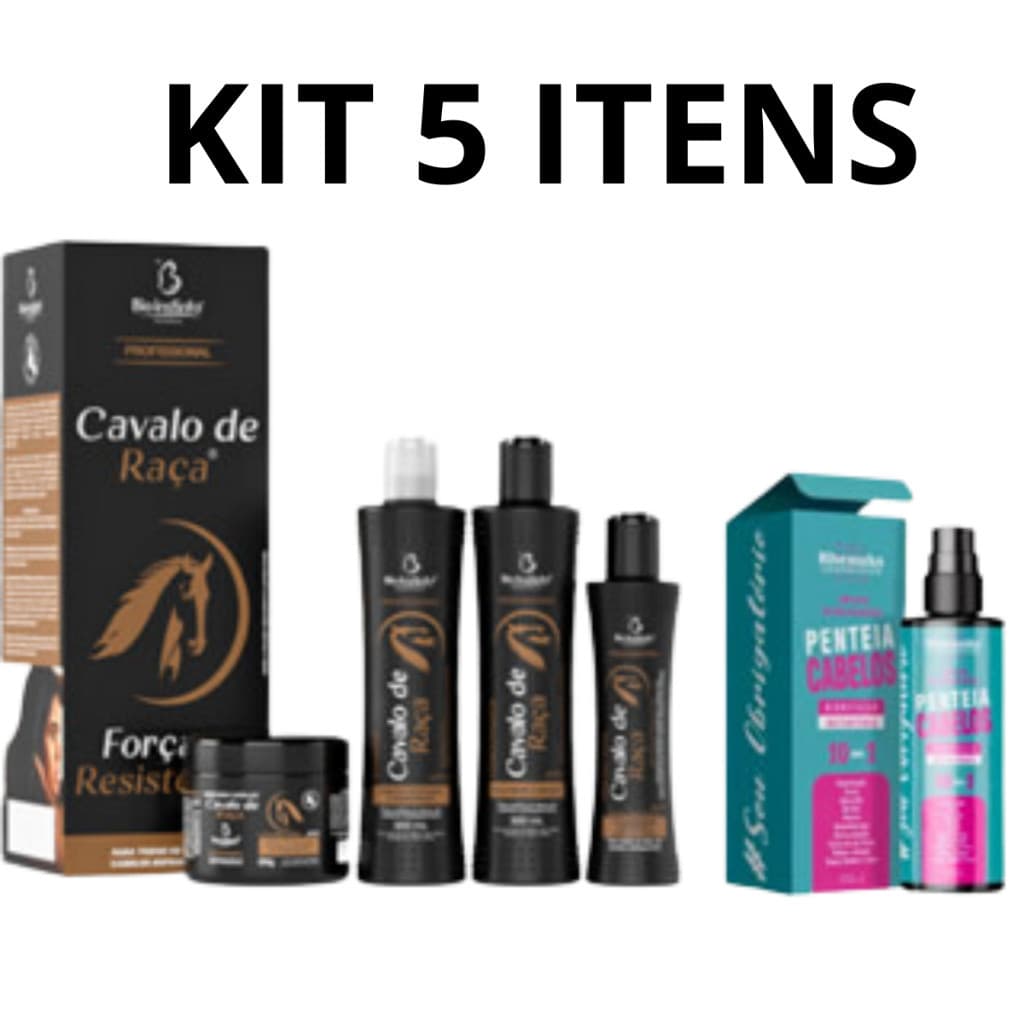 Kit Capilar 4 Itens Cavalo de Raça Hidratação + 1 Spray Penteia Cabelos 10 em 1 - Kit com 4 itens