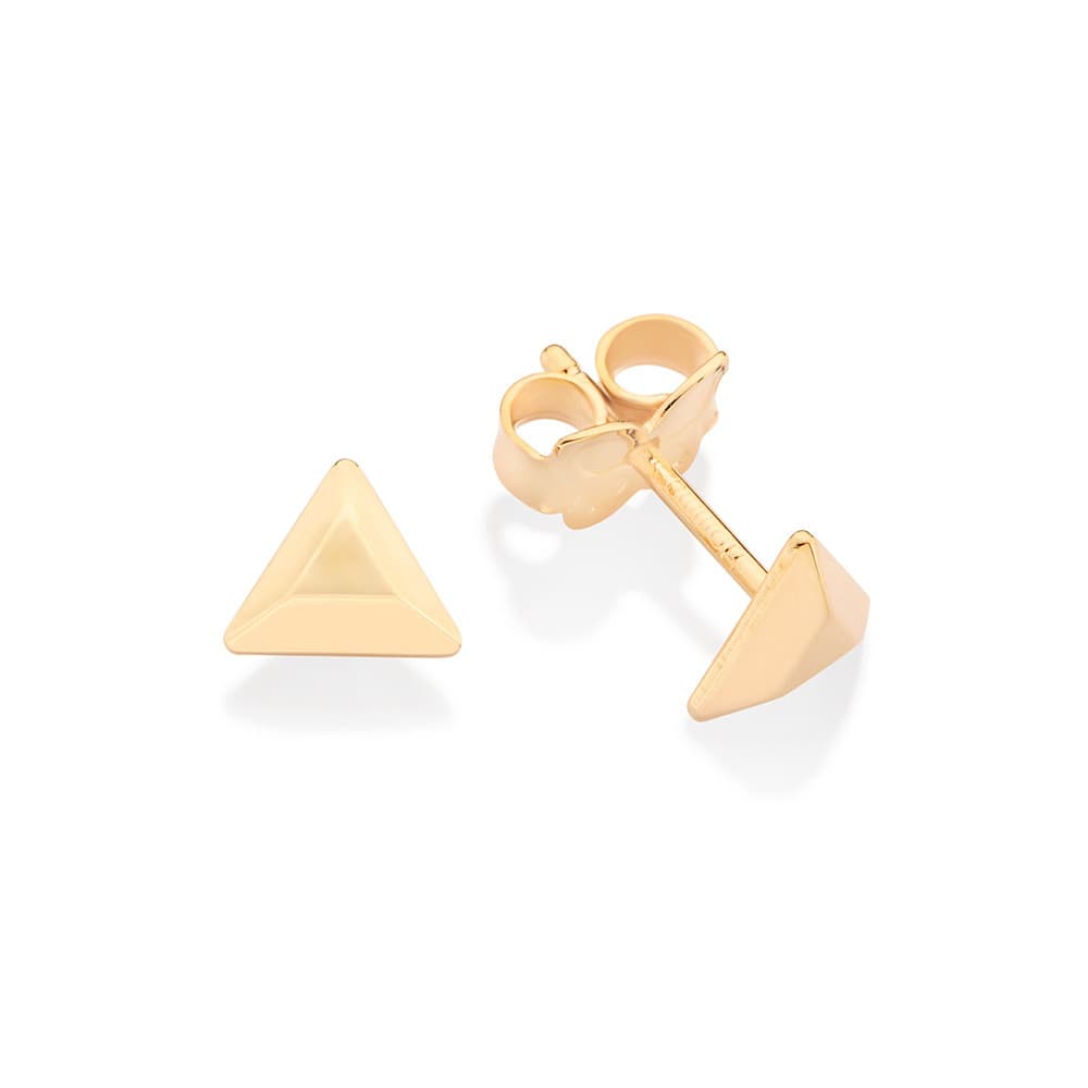 Brinco Rommanel Triângulo Facetado Banhado A Ouro - 527455