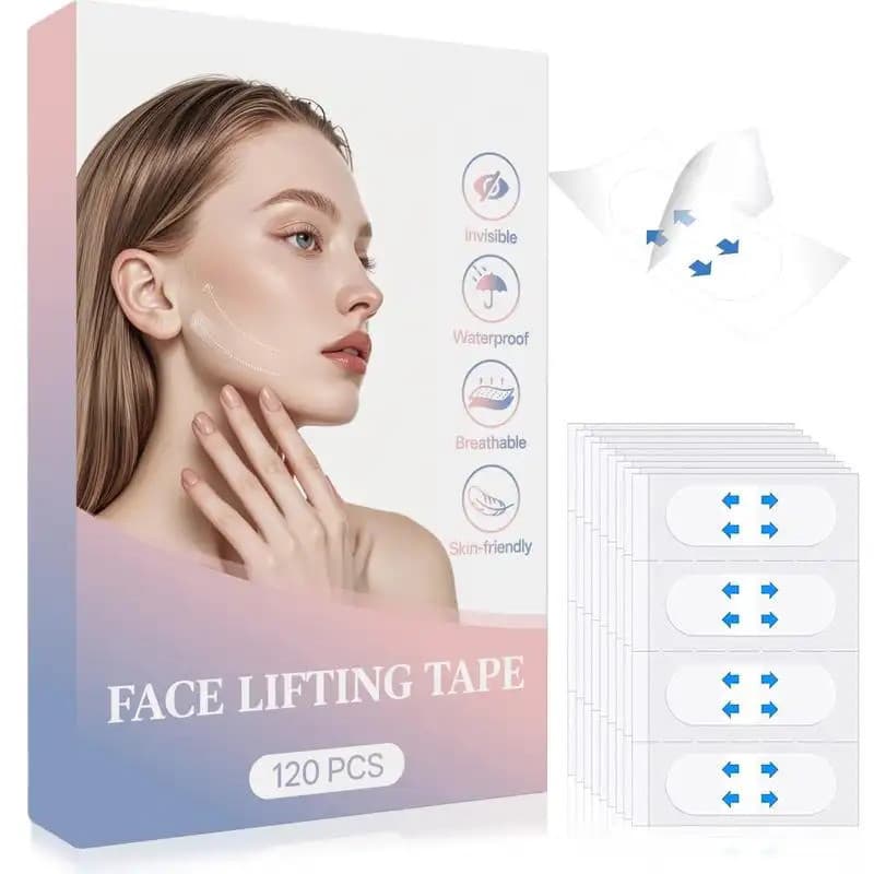 120 Peças de Fita para Lifting Facial para um Visual em V Diário, Leve e Suave, Tiras de Contorno Invisíveis que se Mist